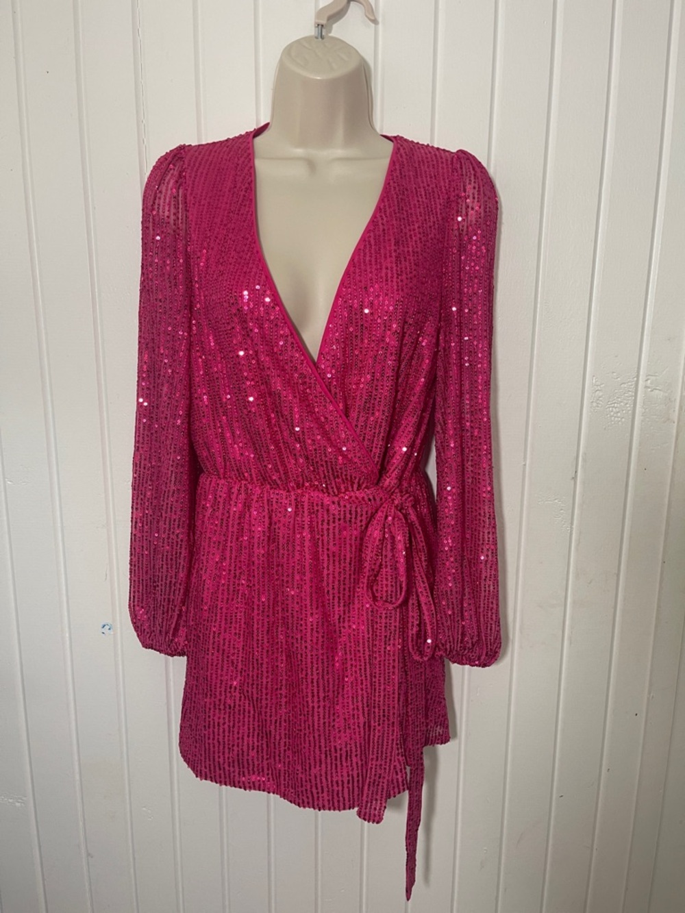 LULUS - Fuchsia Sequin Wrap Mini skort/romper - Women’s Medium
